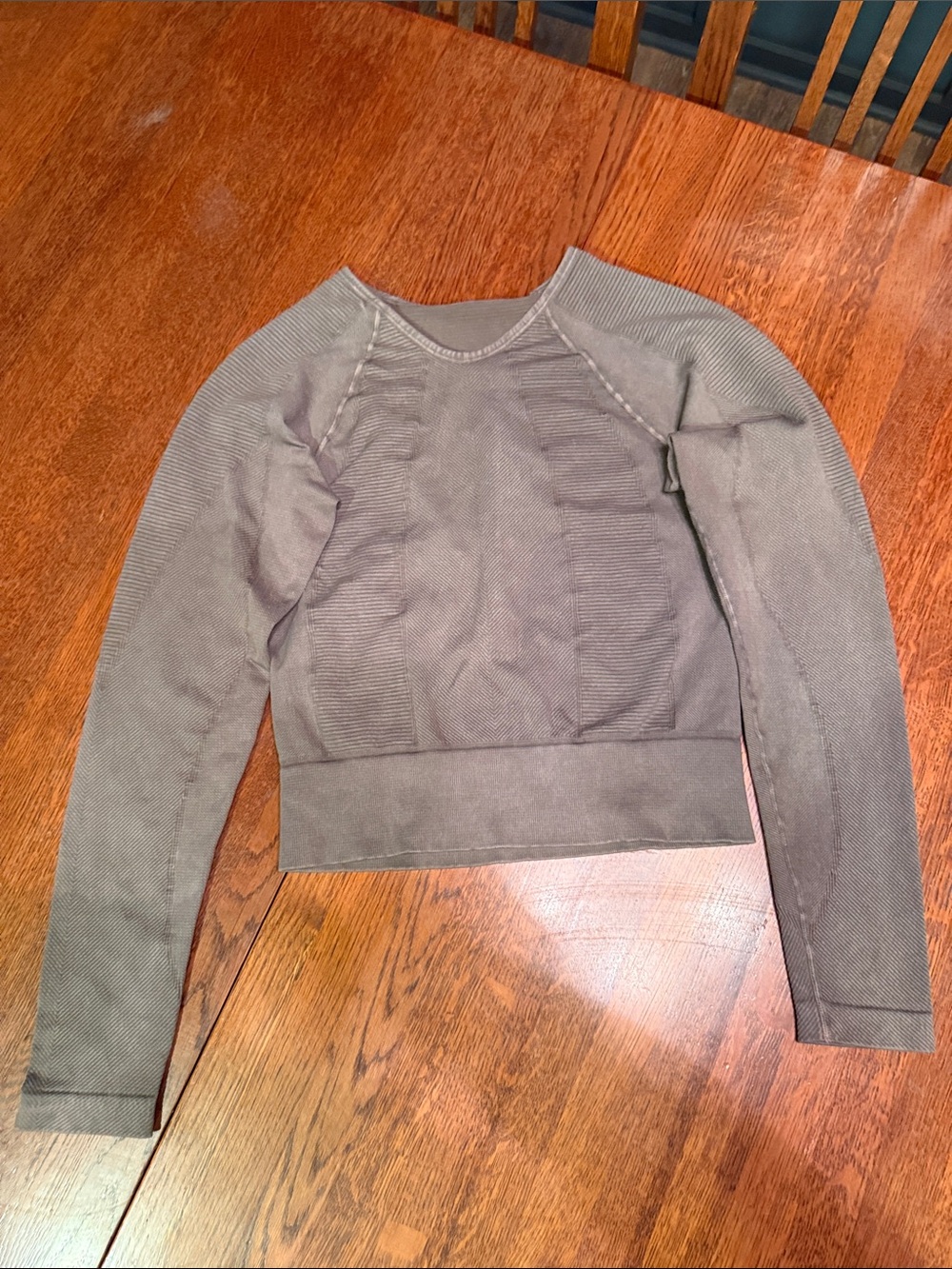 NUX Cropped Ribbed Long-Sleeve Sweatshirt - Olive